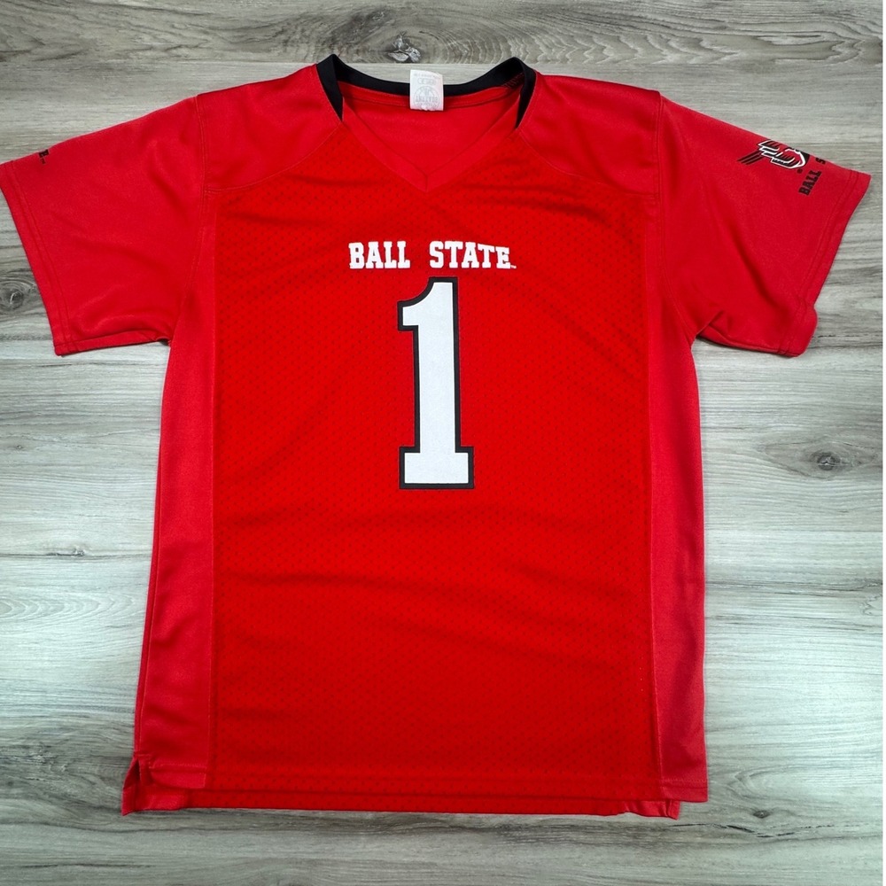 Rivalry Threads Ball State Cardinals Youth XL 16/18 Red Football Jersey Number 1
